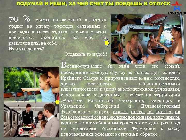 ПОДУМАЙ И РЕШИ, ЗА ЧЕЙ СЧЕТ ТЫ ПОЕДЕШЬ В ОТПУСК 70 % суммы потраченной