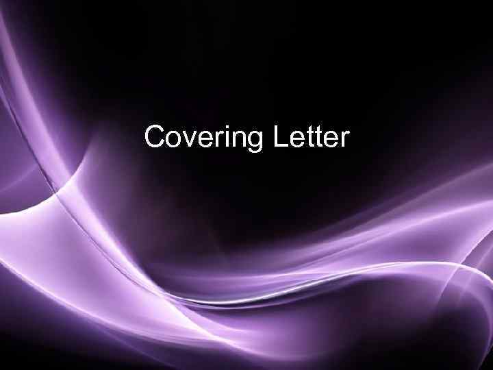 Covering Letter Page 1 