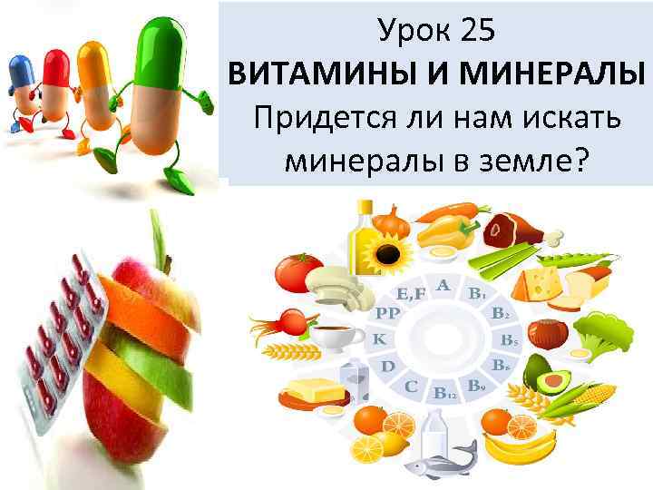 Урок 25 ВИТАМИНЫ И МИНЕРАЛЫ Придется ли нам искать минералы в земле? 