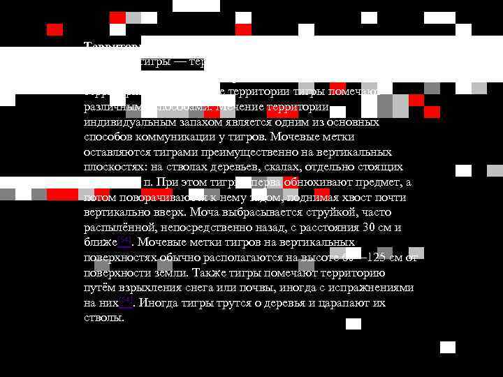 Территориальное и социальное поведение Взрослые тигры — территориальные животные, ведущие одиночный образ жизни и