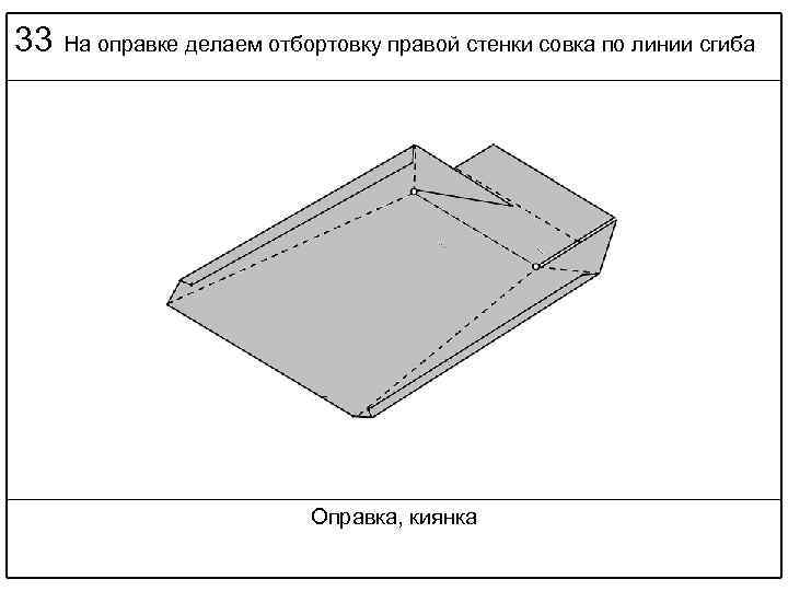 33 На оправке делаем отбортовку правой стенки совка по линии сгиба Оправка, киянка 