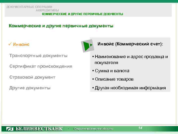 ДОКУМЕНТАРНЫЕ ОПЕРАЦИИ АККРЕДИТИВЫ КОММЕРЧЕСКИЕ И ДРУГИЕ ПЕРВИЧНЫЕ ДОКУМЕНТЫ Коммерческие и другие первичные документы ü