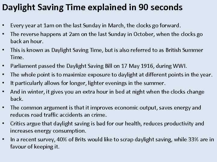 Daylight Saving Time explained in 90 seconds • Every year at 1 am on