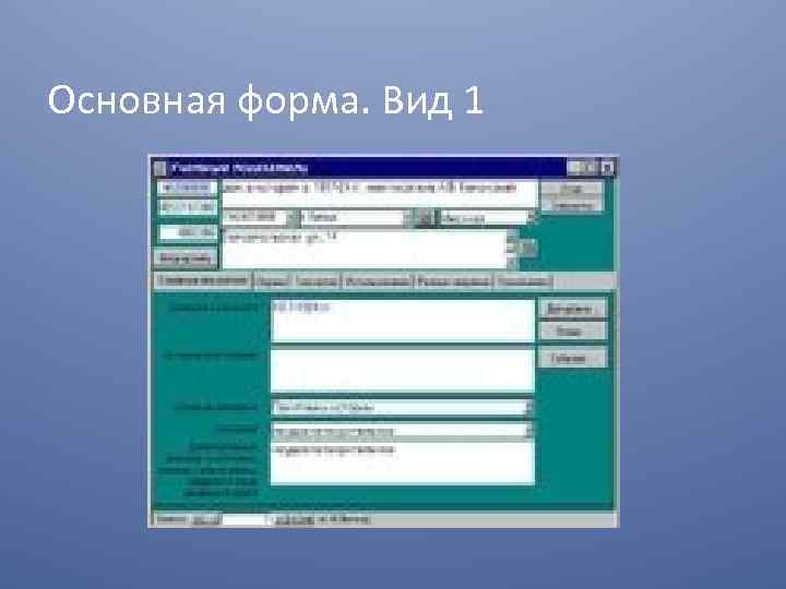 Основная форма. Вид 1 