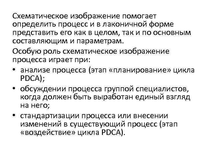 Схематическое изображение помогает определить процесс и в лаконичной форме представить его как в целом,