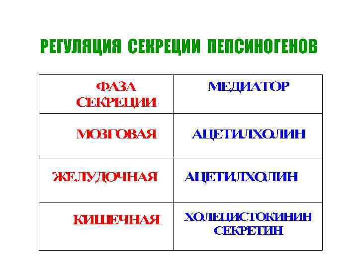 РЕГУЛЯЦИЯ СЕКРЕЦИИ ПЕПСИНОГЕНОВ 