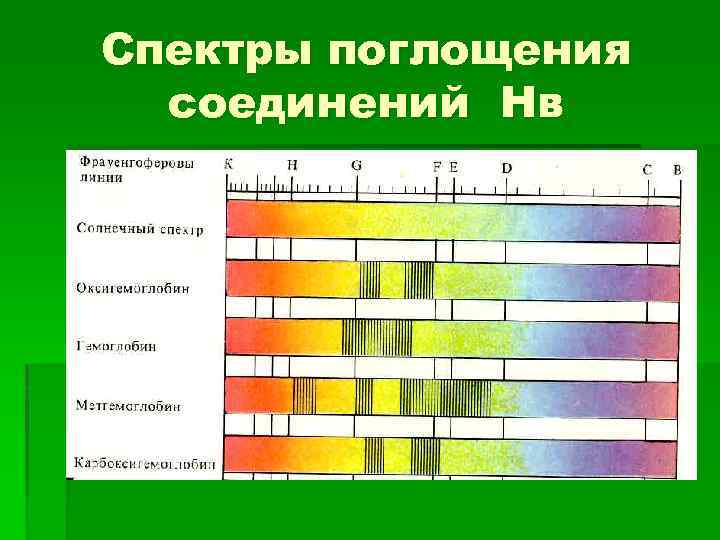 Спектры поглощения соединений Нв 