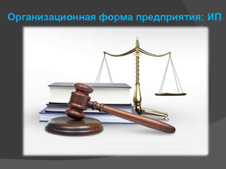Организационная форма предприятия: ИП 