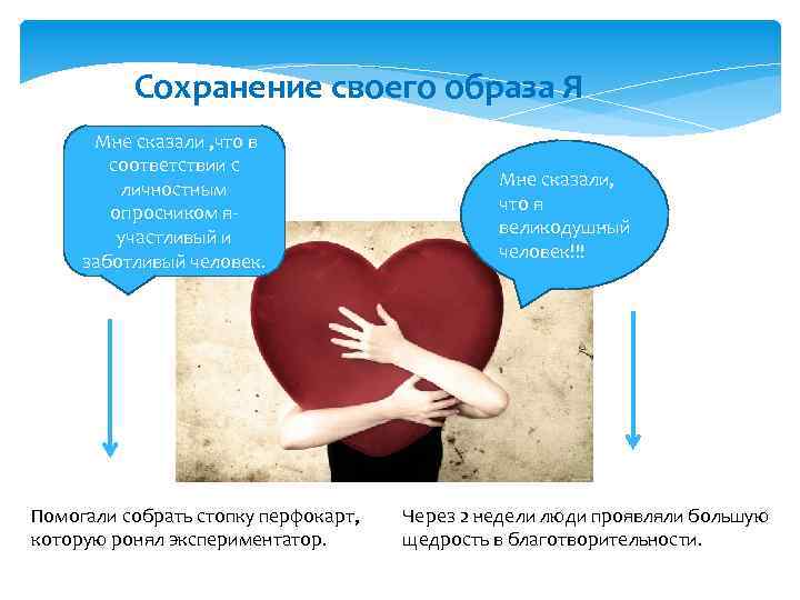 Сохранение своего образа Я Мне сказали , что в соответствии с личностным опросником я-
