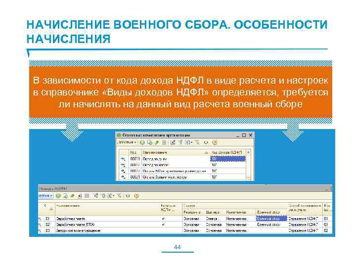 НАЧИСЛЕНИЕ ВОЕННОГО СБОРА. ОСОБЕННОСТИ НАЧИСЛЕНИЯ В зависимости от кода дохода НДФЛ в виде расчета