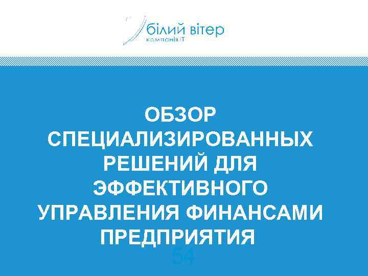 ОБЗОР СПЕЦИАЛИЗИРОВАННЫХ РЕШЕНИЙ ДЛЯ ЭФФЕКТИВНОГО УПРАВЛЕНИЯ ФИНАНСАМИ ПРЕДПРИЯТИЯ 54 