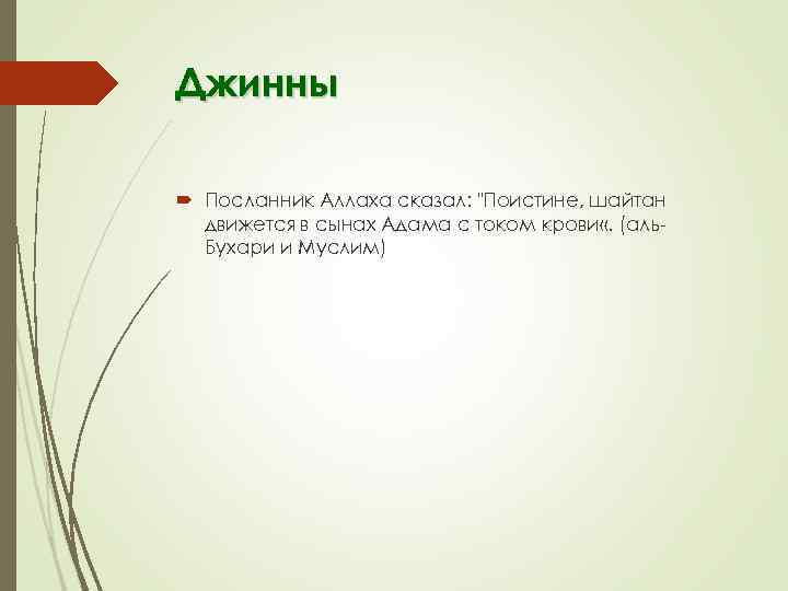 Джинны Посланник Аллаха сказал: "Поистине, шайтан движется в сынах Адама с током крови «.