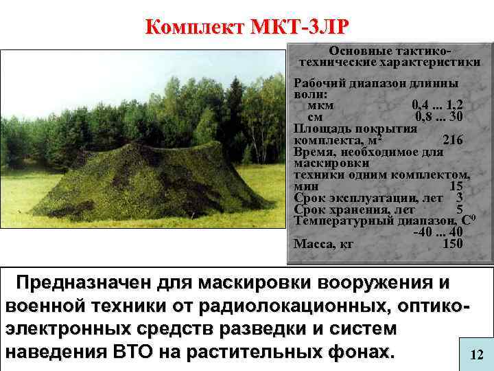 Комплект МКТ-3 ЛР Основные тактикотехнические характеристики Рабочий диапазон длинны волн: мкм 0, 4. .