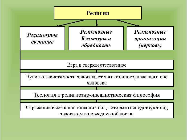 Религия Религиозное сознание Религиозные Культуры и обрядность Религиозные организации (церковь) Вера в сверхъестественное Чувство