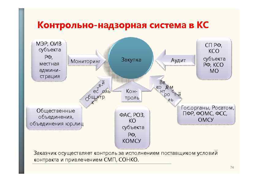 Контрольно-надзорная система в КС МЭР, ОИВ субъекта РФ, местная администрация Мониторинг Общественные объединения, объединения