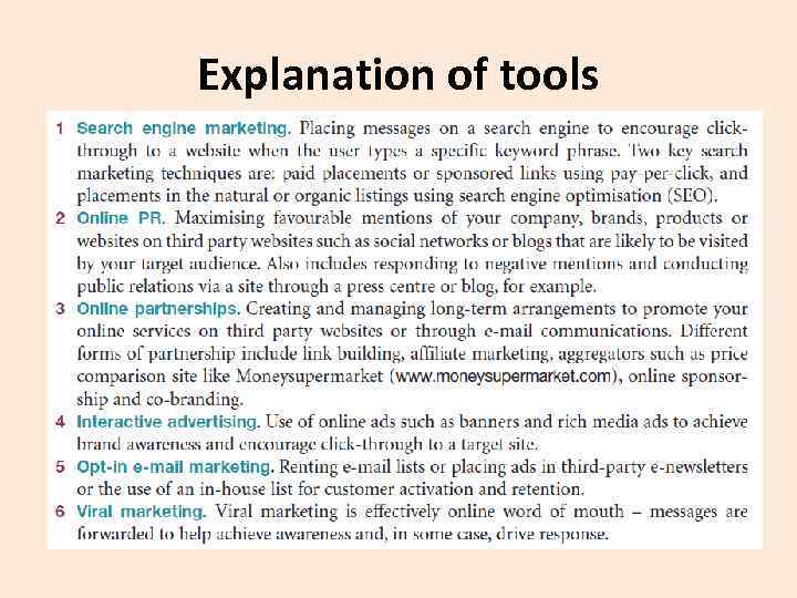 Explanation of tools 