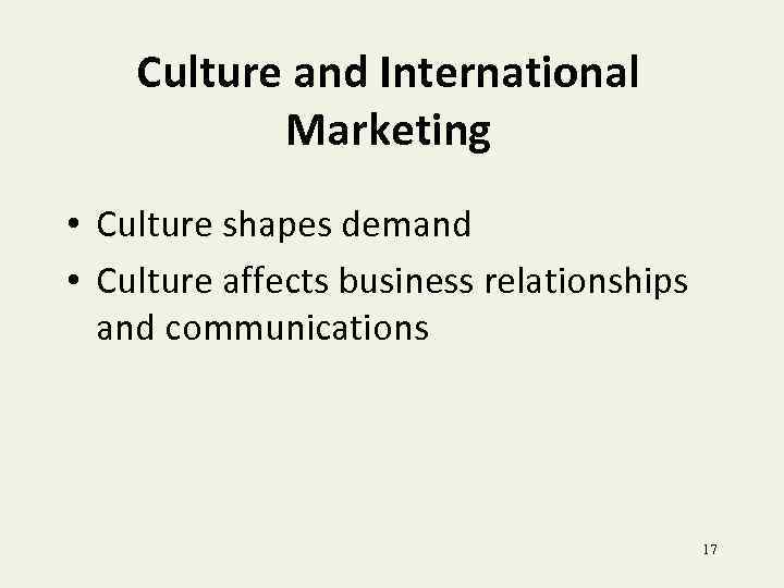 INTERNATIONAL MARKETING Prepared by Dr M Mittra