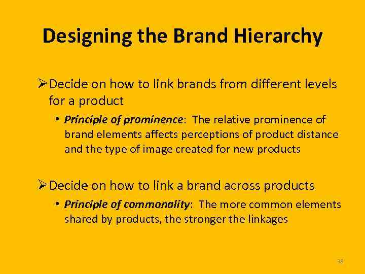 Designing the Brand Hierarchy ØDecide on how to link brands from different levels for