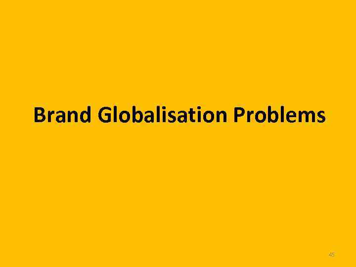 Brand Globalisation Problems 45 