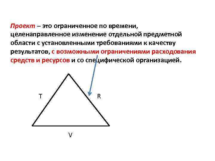 Проект – это ограниченное по времени, целенаправленное изменение отдельной предметной области с установленными требованиями