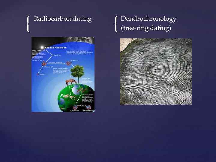 { Radiocarbon dating { Dendrochronology (tree-ring dating) 