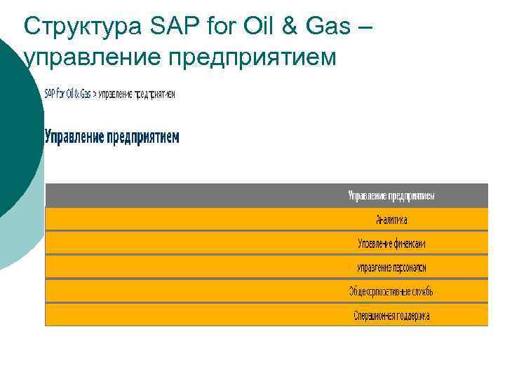 Структура SAP for Oil & Gas – управление предприятием 
