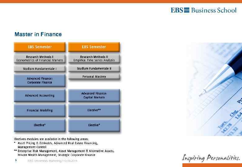 Master in Finance 9 EBS Universität, Marketing / 10. 09. 2014 