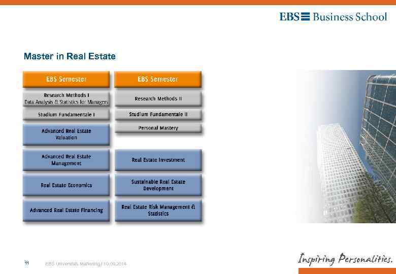 Master in Real Estate 11 EBS Universität, Marketing / 10. 09. 2014 
