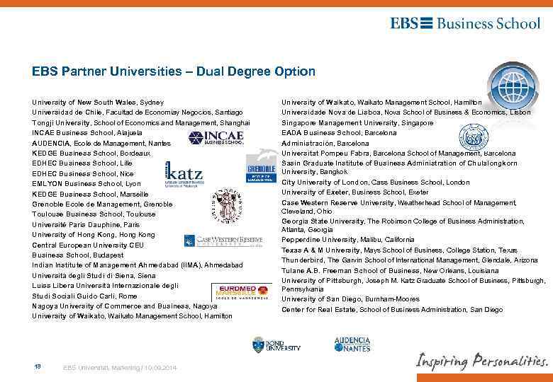 EBS Partner Universities – Dual Degree Option University of New South Wales, Sydney Universidad