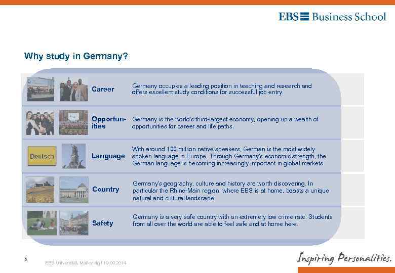  Why study in Germany? Career Germany occupies a leading position in teaching and