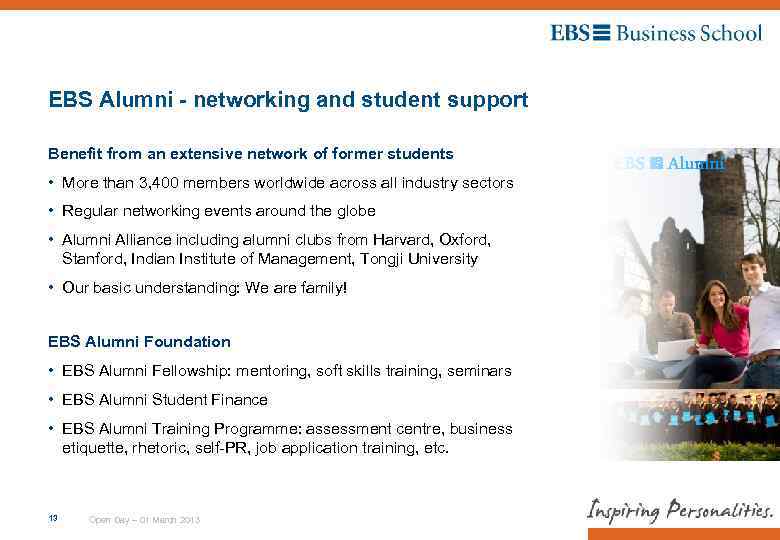 EBS Alumni - networking and student support Benefit from an extensive network of former