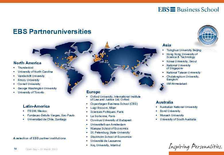  EBS Partneruniversities Asia • • North America • • Thunderbird University of North