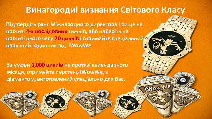 Винагородиі визнання Світового Класу Підтвердіть ранг Міжнародного директора і вище на протязі 4 -х