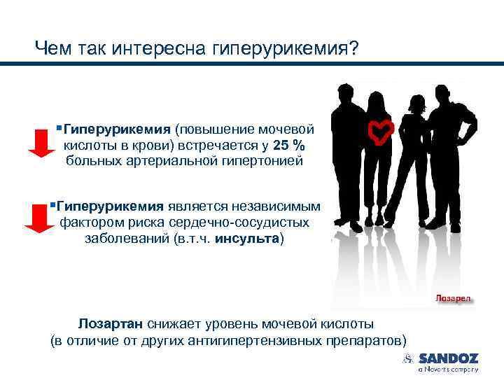 Чем так интересна гиперурикемия? §Гиперурикемия (повышение мочевой кислоты в крови) встречается у 25 %