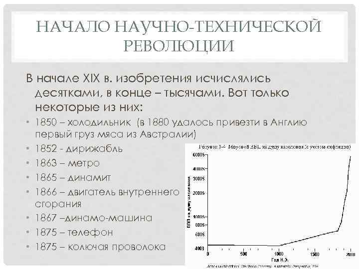 НАЧАЛО НАУЧНО-ТЕХНИЧЕСКОЙ РЕВОЛЮЦИИ В начале XIX в. изобретения исчислялись десятками, в конце – тысячами.