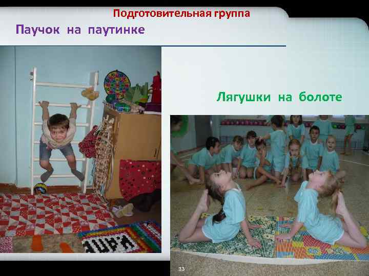 Подготовительная группа Паучок на паутинке Лягушки на болоте 33 