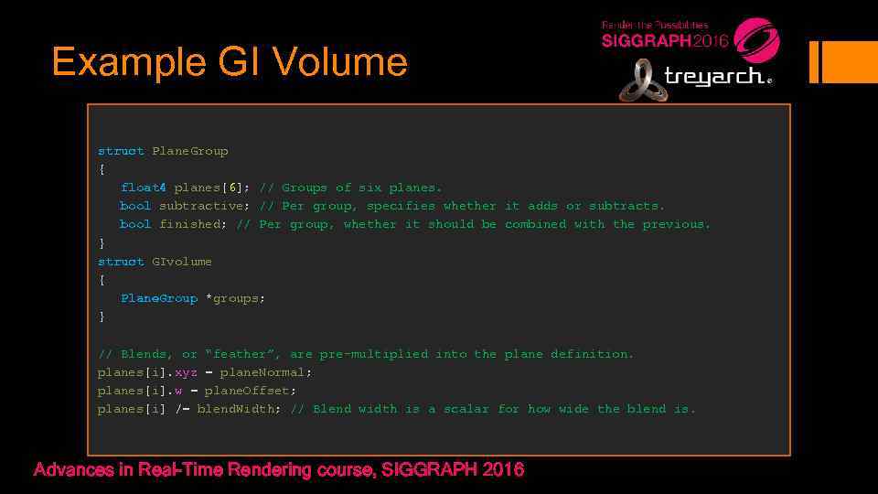 Example GI Volume struct Plane. Group { float 4 planes[6]; // Groups of six