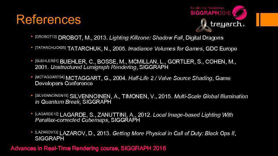 References § [DROBOT 13] DROBOT, M. , 2013. Lighting Killzone: Shadow Fall, Digital Dragons