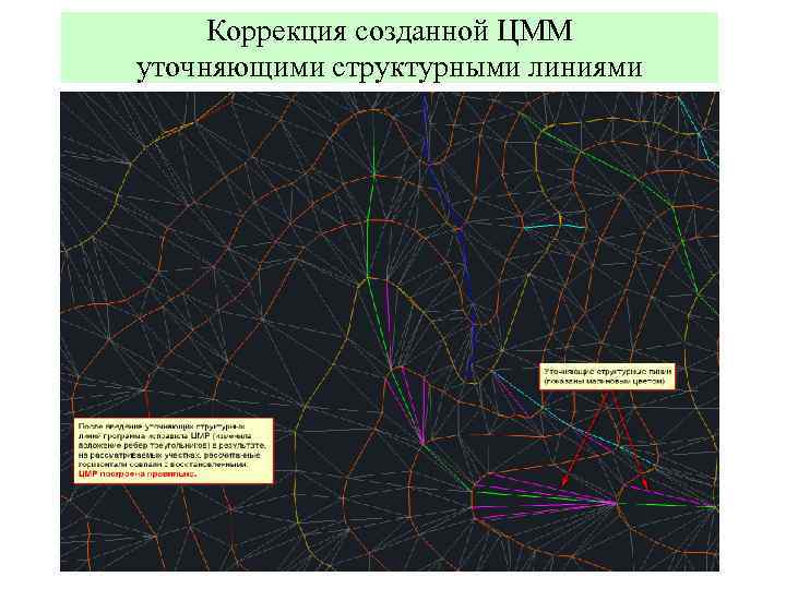 Коррекция созданной ЦММ уточняющими структурными линиями 