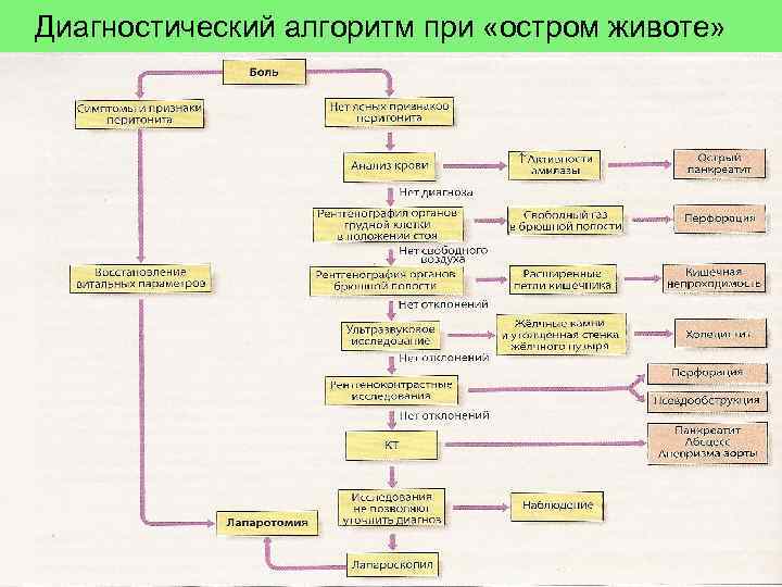 Диагностический алгоритм при «остром животе» 