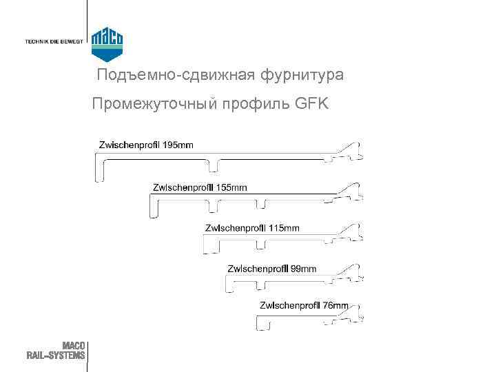 Подъемно-сдвижная фурнитура Промежуточный профиль GFK 