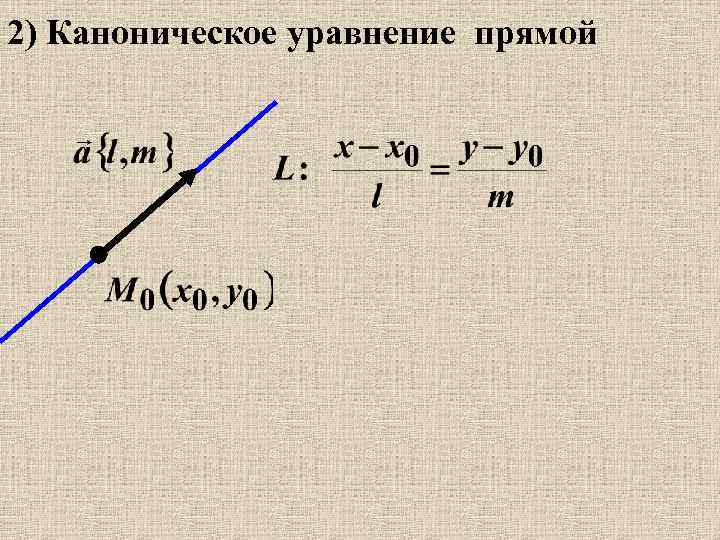 2) Каноническое уравнение прямой 
