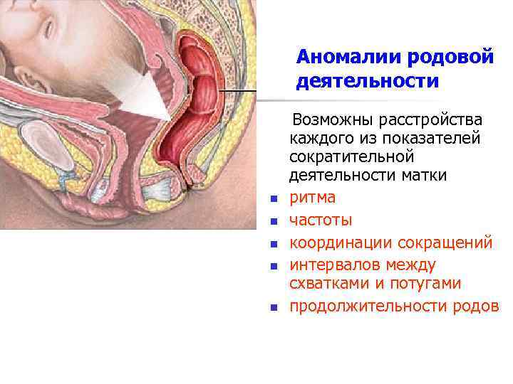 Аномалии родовой деятельности n n n Возможны расстройства каждого из показателей сократительной деятельности матки