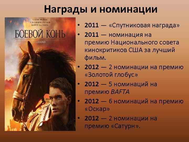 Награды и номинации • 2011 — «Спутниковая награда» • 2011 — номинация на премию