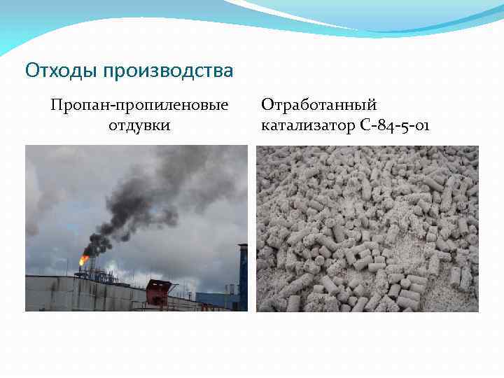 Отходы производства Пропан пропиленовые отдувки Отработанный катализатор С 84 5 01 
