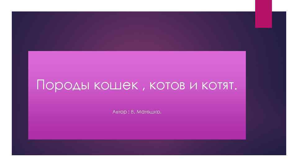 Породы кошек , котов и котят. 5 Автор : В. Матешко. 