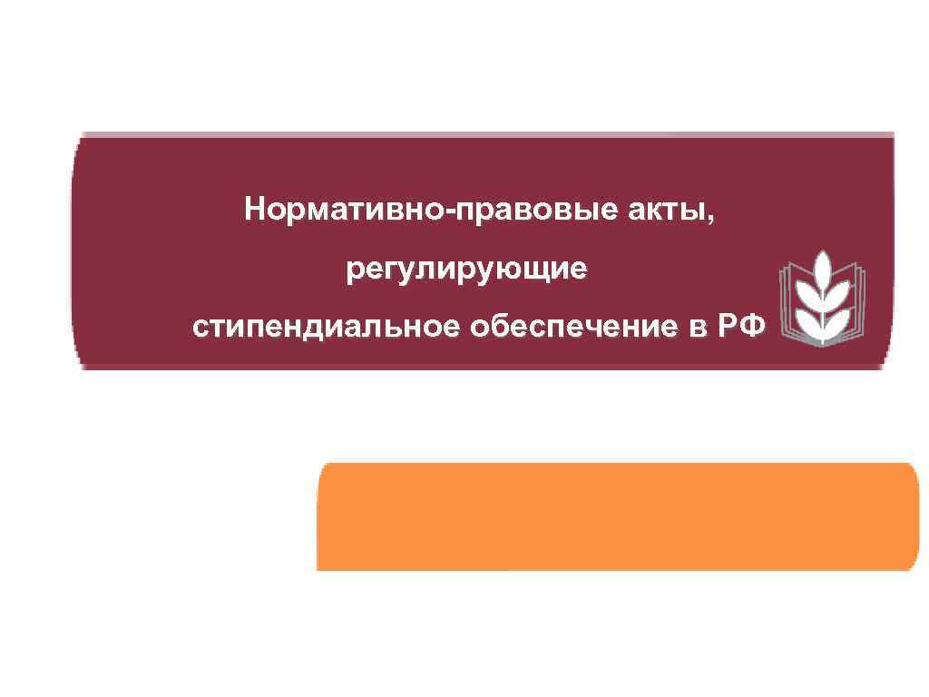 Нормативно-правовые акты, регулирующие стипендиальное обеспечение в РФ 