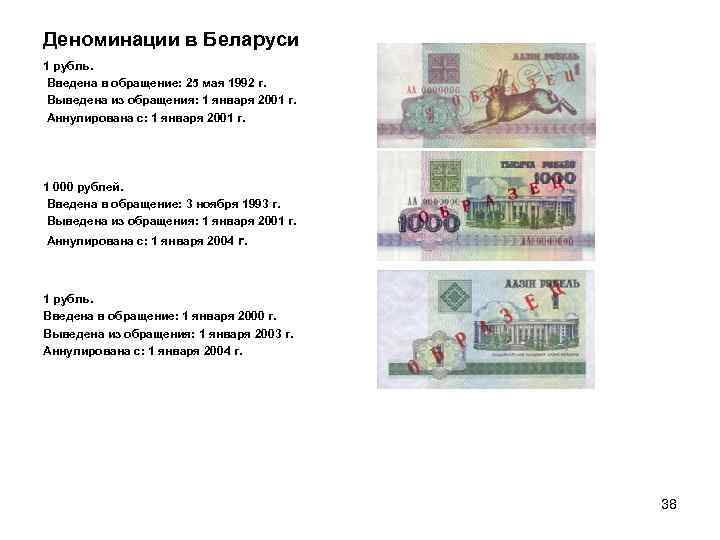 Деноминации в Беларуси 1 рубль. Введена в обращение: 25 мая 1992 г. Выведена из