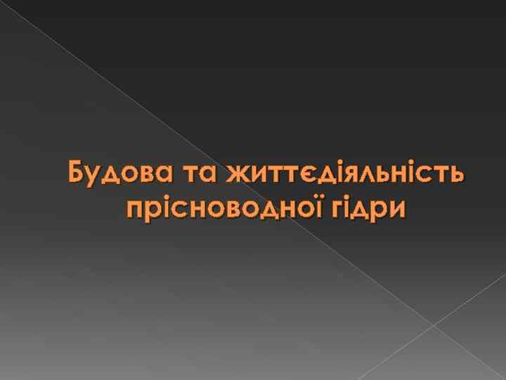 Будова та життєдіяльність прісноводної гідри 