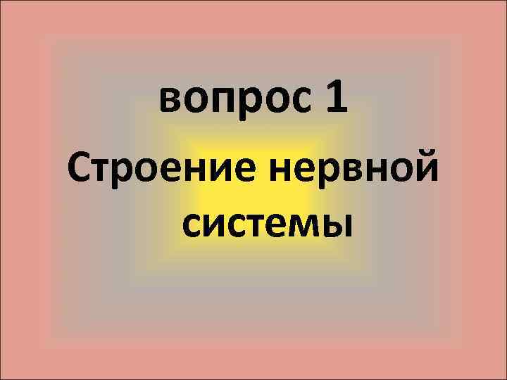 вопрос 1 Строение нервной системы 